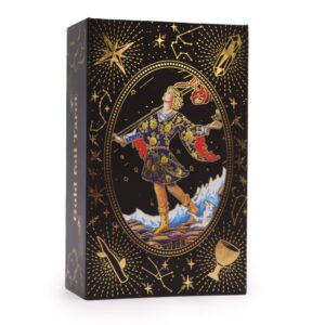 Caja de Tarot Hoja Dorada con diseño esotérico dorado.