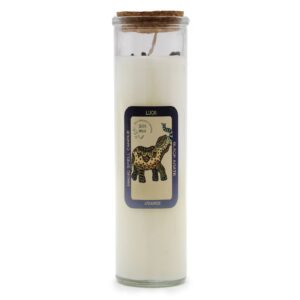 Vela de cera de soya con diseño de elefante para atraer la suerte.