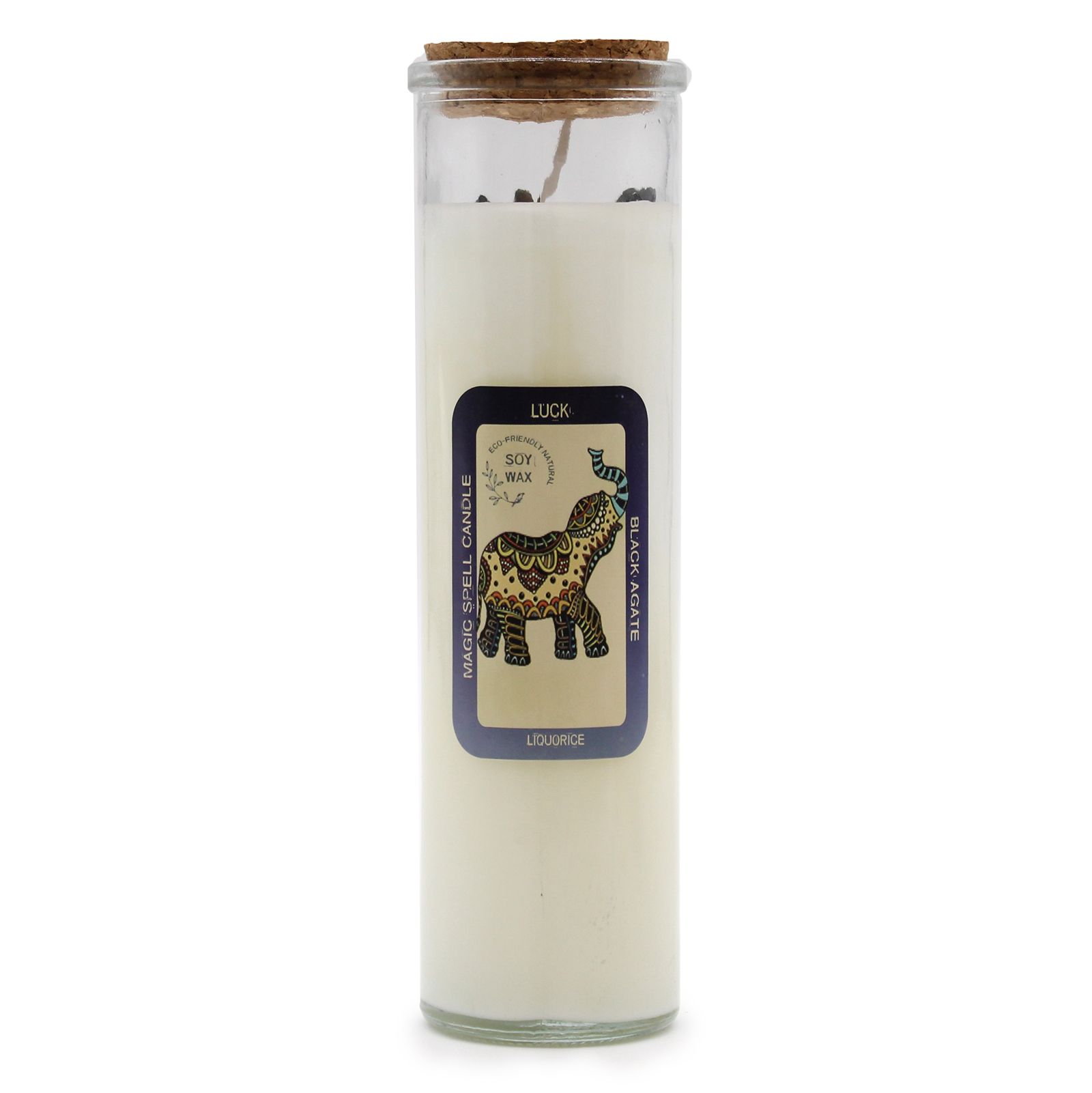 Vela de cera de soya con diseño de elefante para atraer la suerte.
