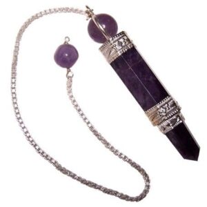 Péndulo de amatista violeta con detalles en plata