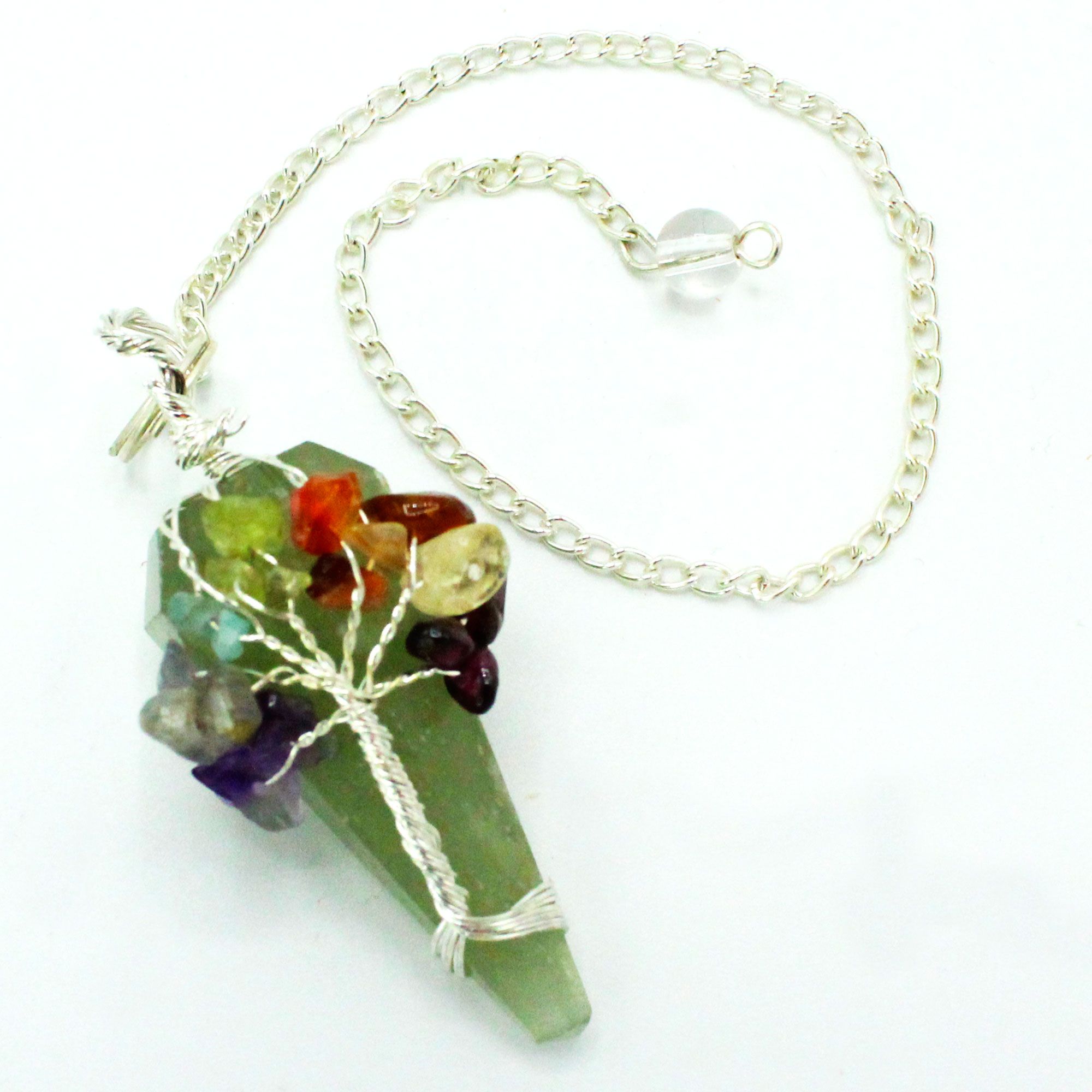 Péndulo con piedras de colores y aventurina para equilibrio de chakras
