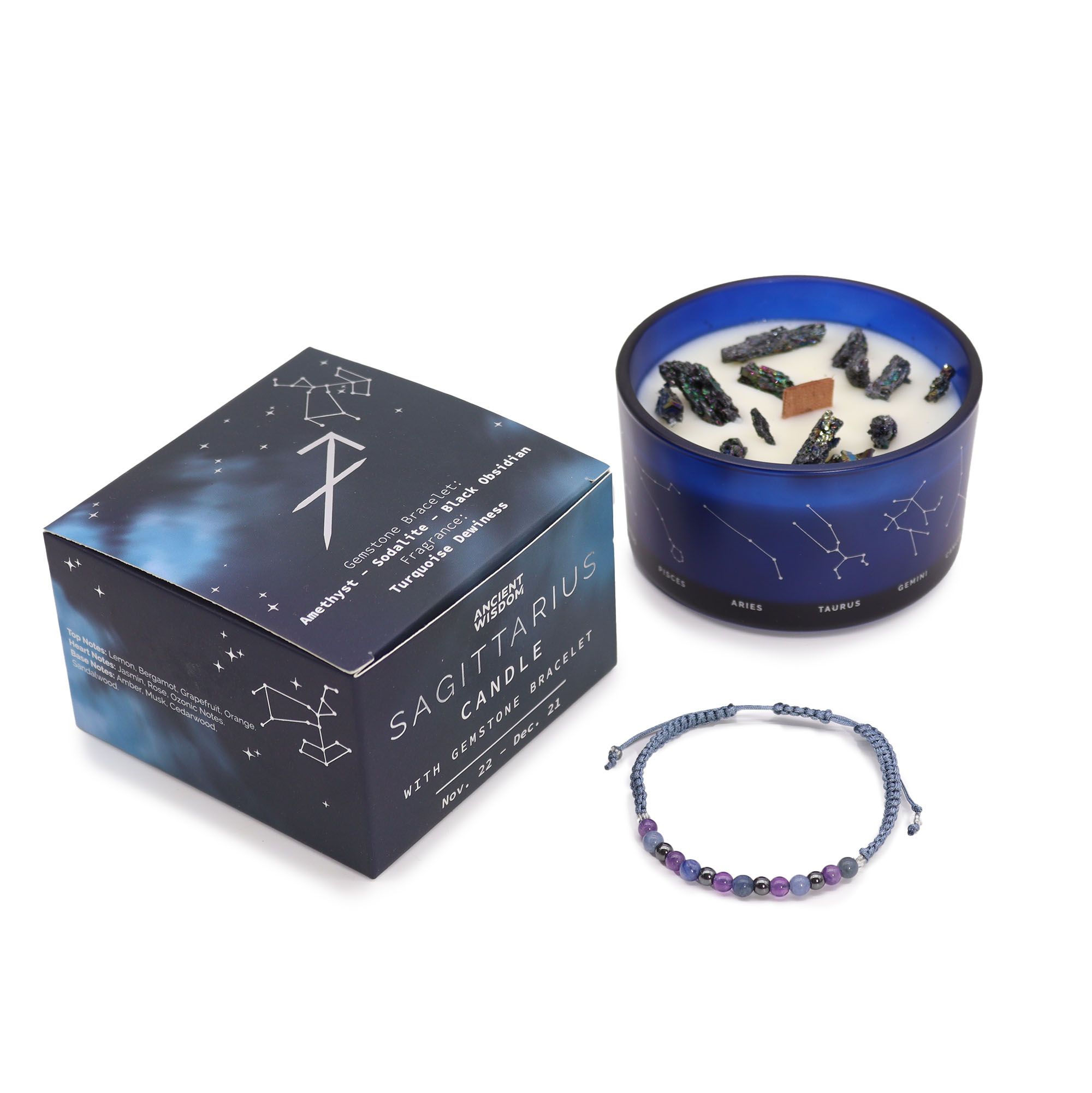 Vela de Cristal del Zodiaco con Pulsera de Piedras Preciosas - Sagitario - Imagen 4