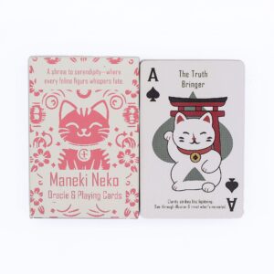 Baraja de cartas Maneki Neko con diseño de gatos de la fortuna