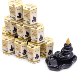 Paquete de incienso Masala Backflow con soporte negro elegante