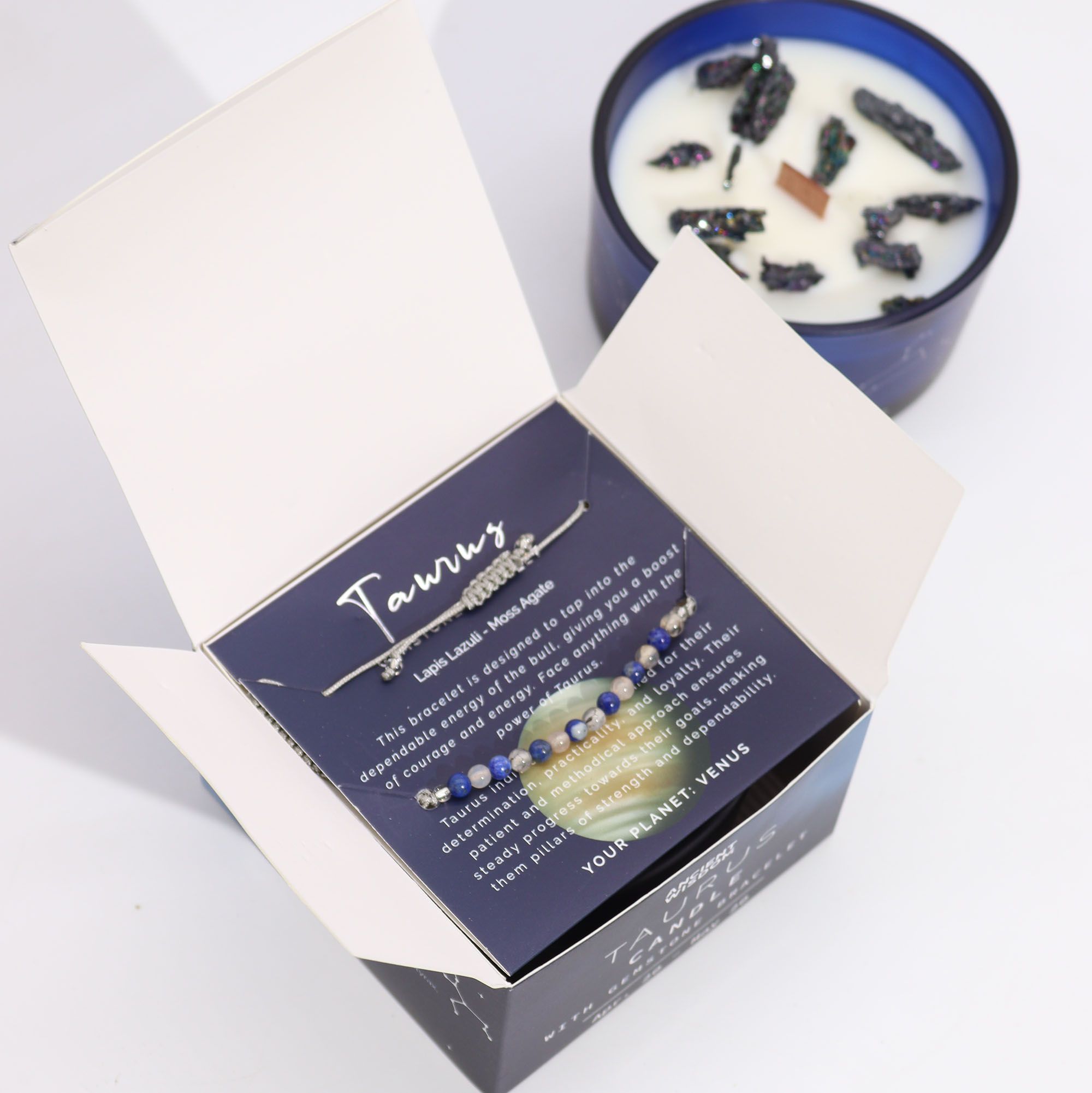 Vela de Cristal del Zodiaco con Pulsera de Piedras Preciosas - Tauro - Imagen 3