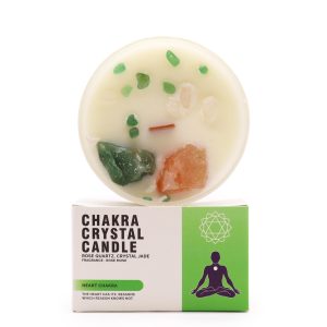 Vela de cristal chakra del corazón con cuarzo y jade