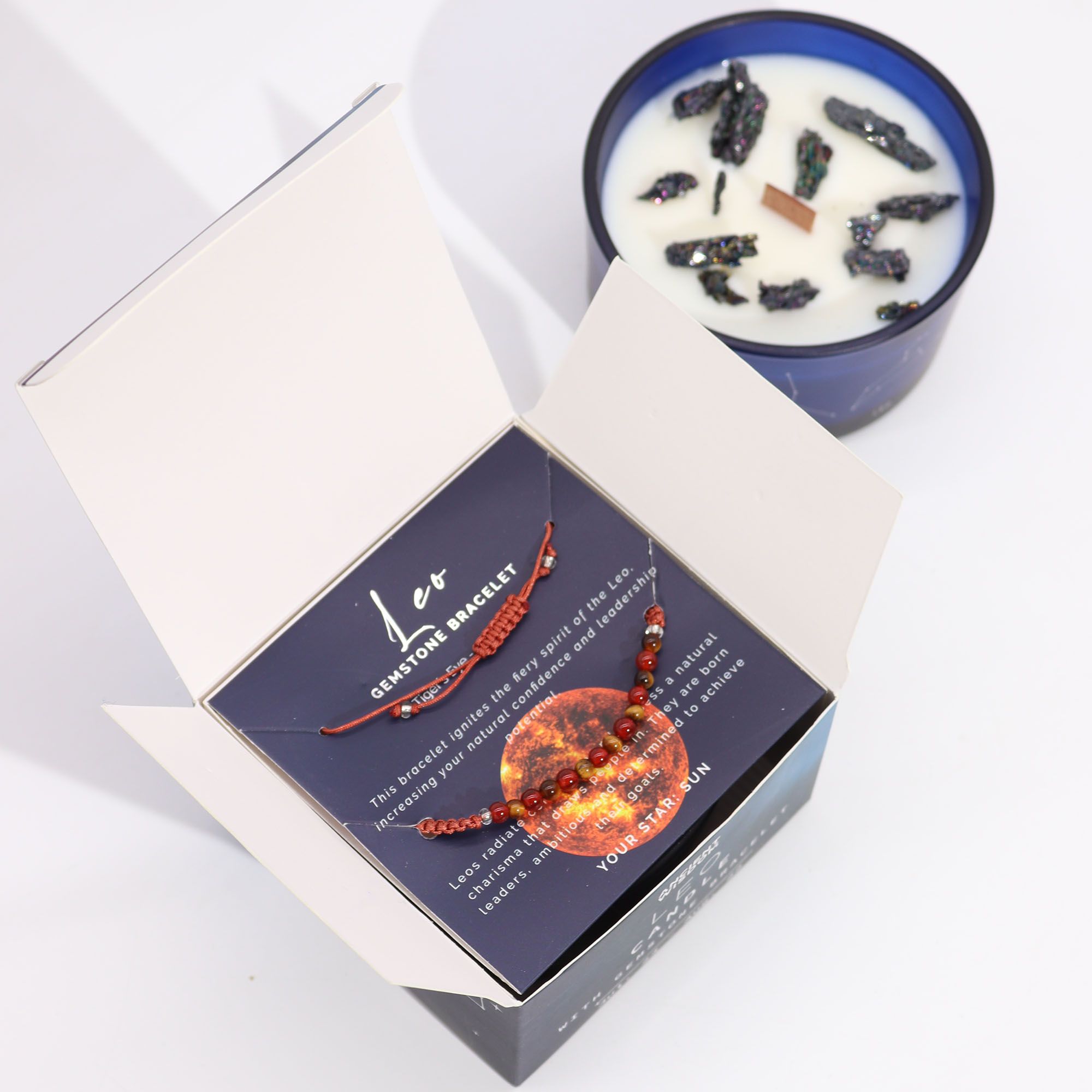 Vela de Cristal del Zodiaco con Pulsera de Piedras Preciosas - Leo - Imagen 3