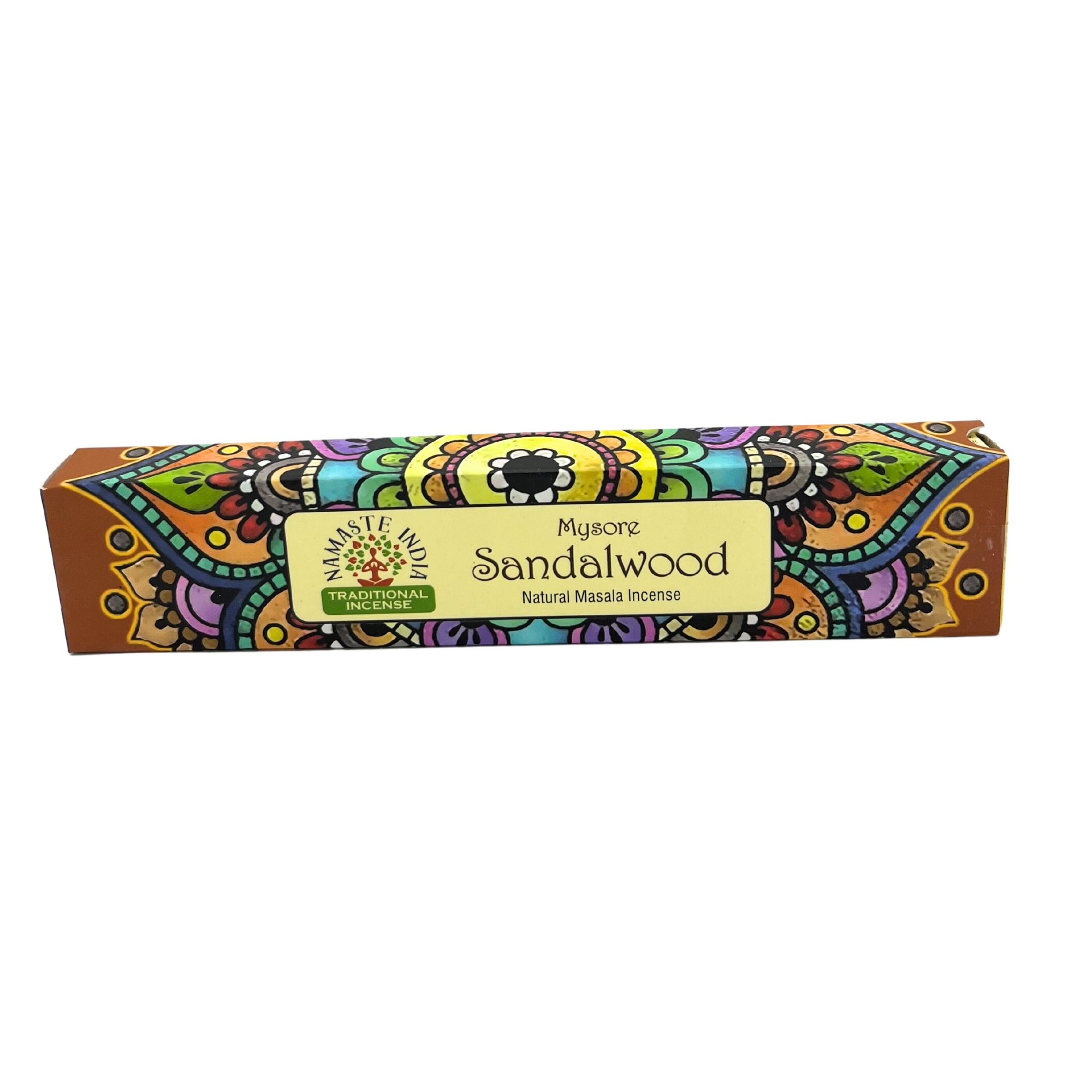 Incienso Namaste Mandala Masala - Sándalo en caja colorida.