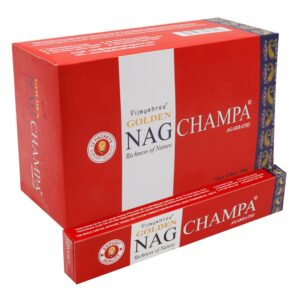 Caja de Incienso Dorado Nag Champa roja y dorada.
