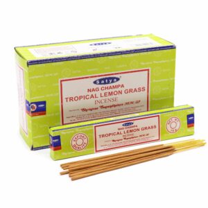 Varillas de incienso Satya 15g - Tropical Lemongrass en empaque vibrante.
