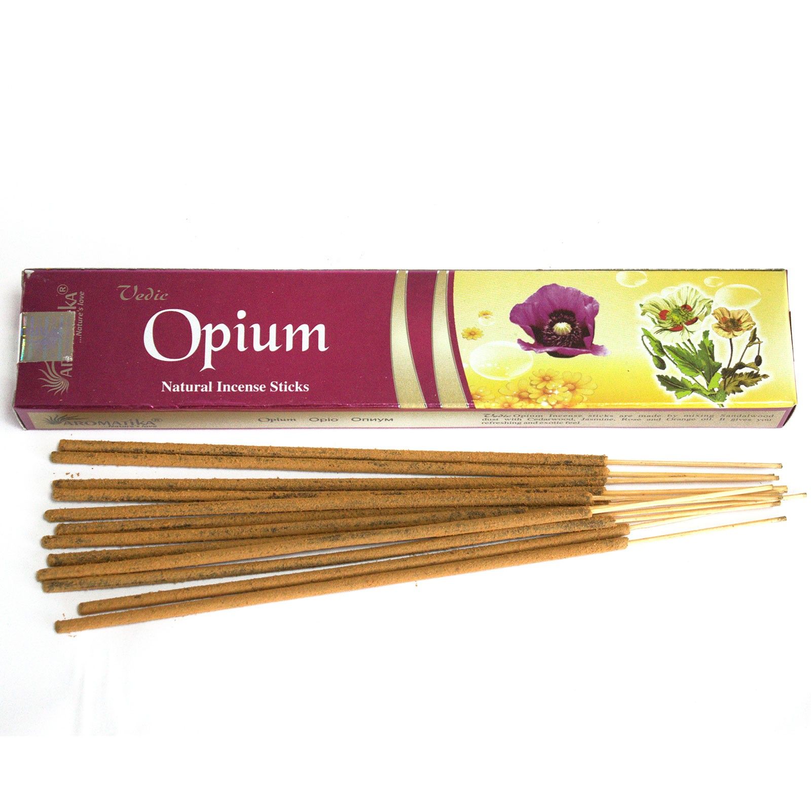 Caja de incienso Vedic Opium con varillas naturales.