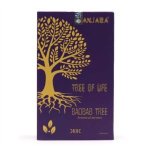 Caja púrpura y dorada de incienso Banjara con árbol de la vida.