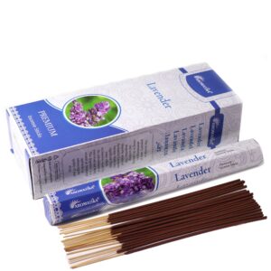 Incienso Hexagonal sin Carbón Aromatika, caja y varillas de lavanda