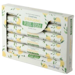 Caja de varitas de incienso vegetal con diseño floral.