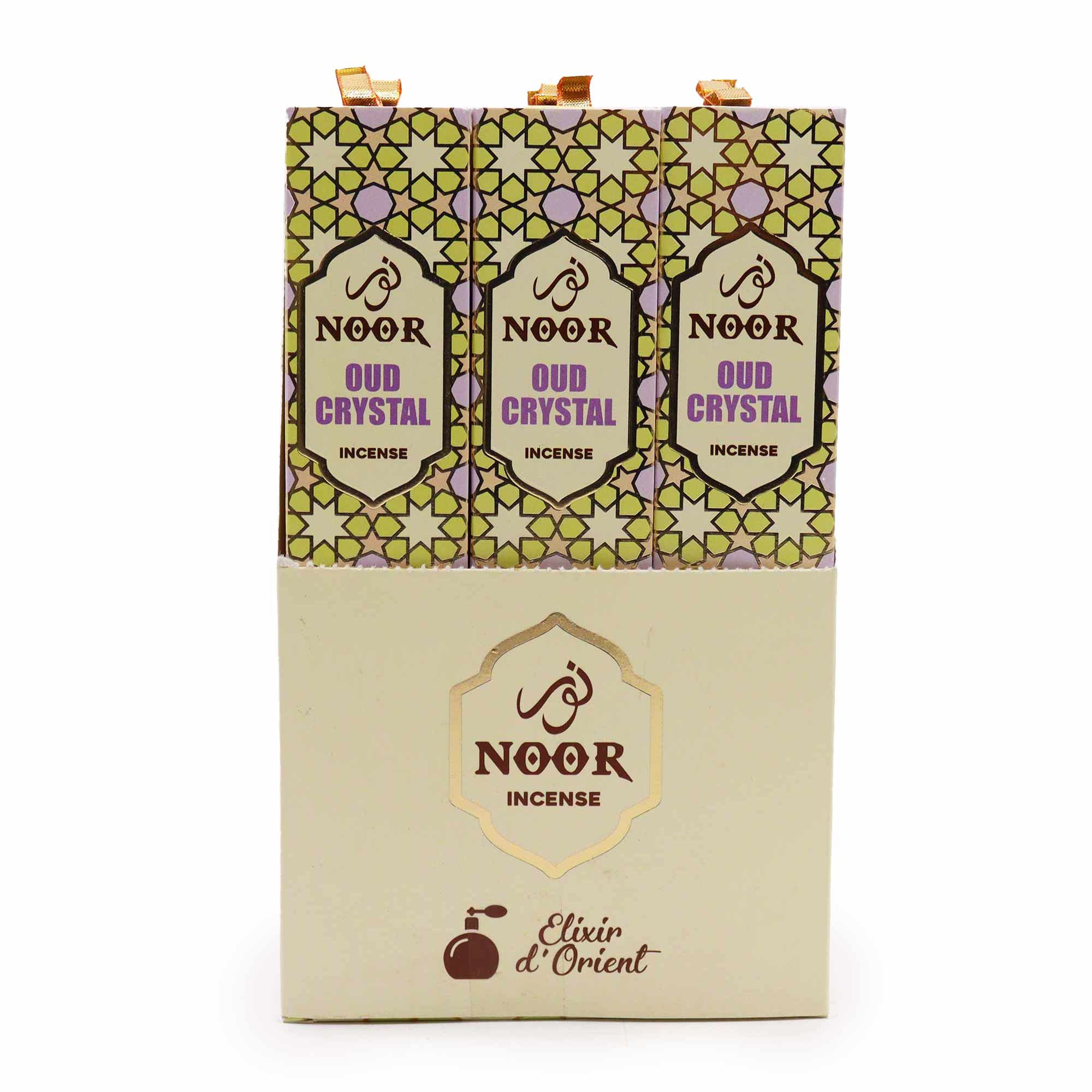Caja de incienso Noor Oud Incienso - Crystal con diseño elegante.