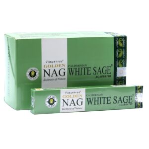 Caja verde de Incienso Dorado Nag - Salvia Blanca.
