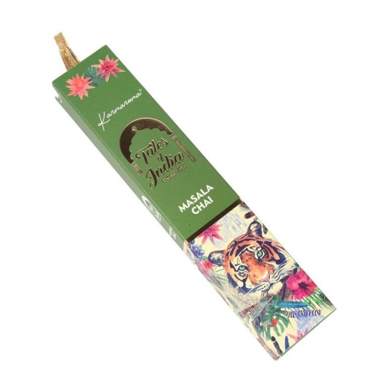 Incienso Masala Chai con diseño de fauna india colorida