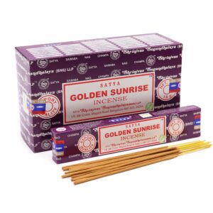 Empaque de varillas de incienso Satya Golden Sunrise 15g.