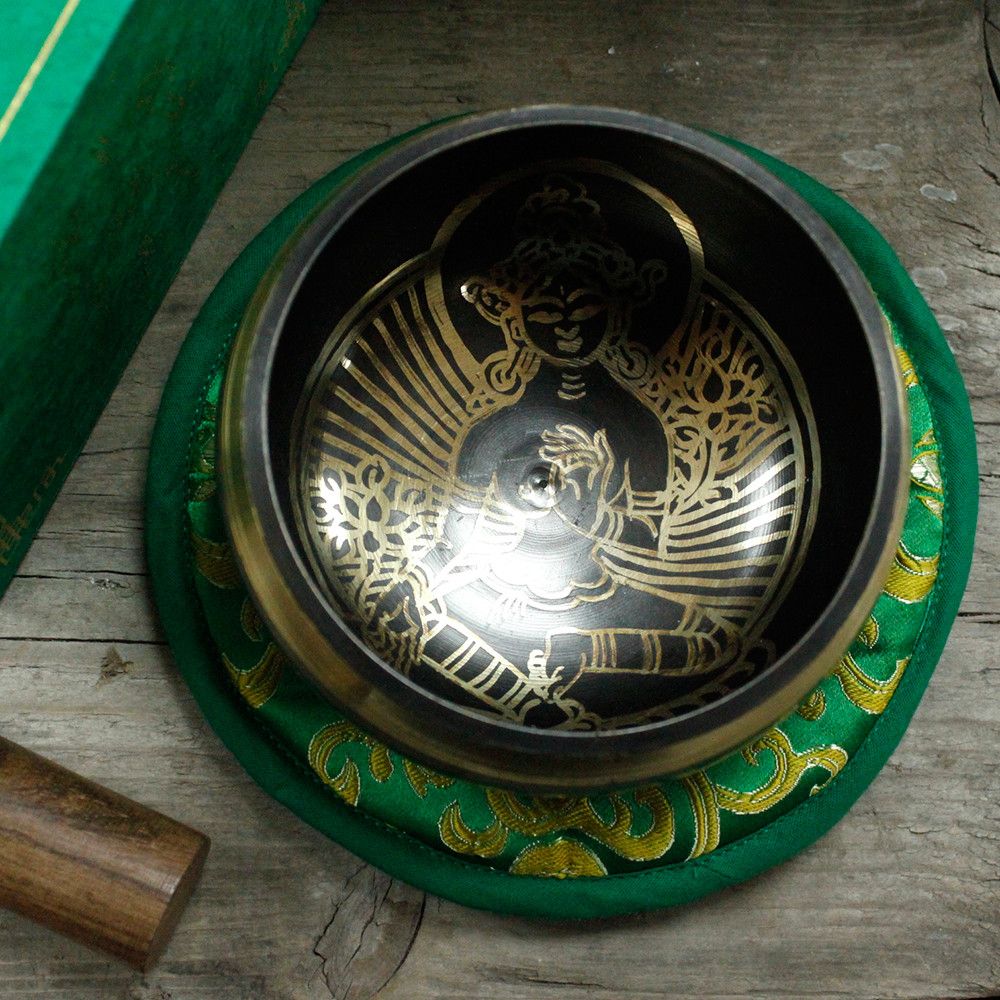 Cuenco tibetano set - Tara Verde 10cm (min 400gm) - Imagen 7
