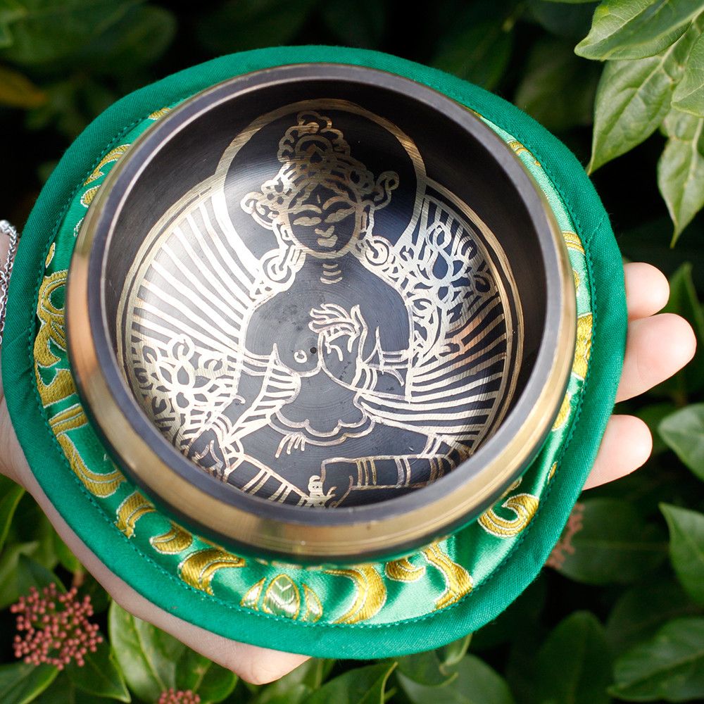 Cuenco tibetano set - Tara Verde 10cm (min 400gm) - Imagen 5